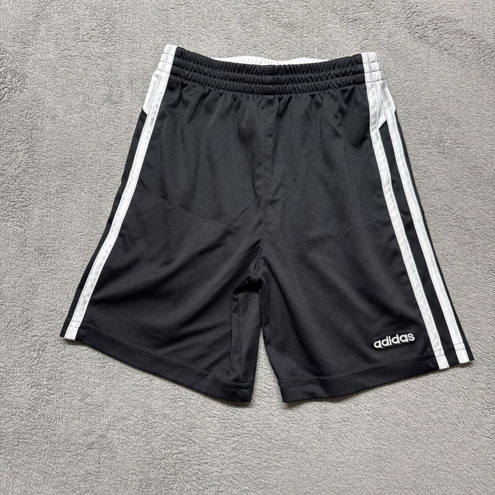 Adidas boys triple white stripe black athletic shorts 5